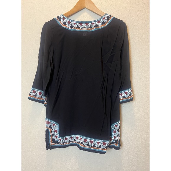 Princess Cruise Line Swim‎ Cover Up Women's Small Black Turquoise Embroidered - Picture 4 of 10